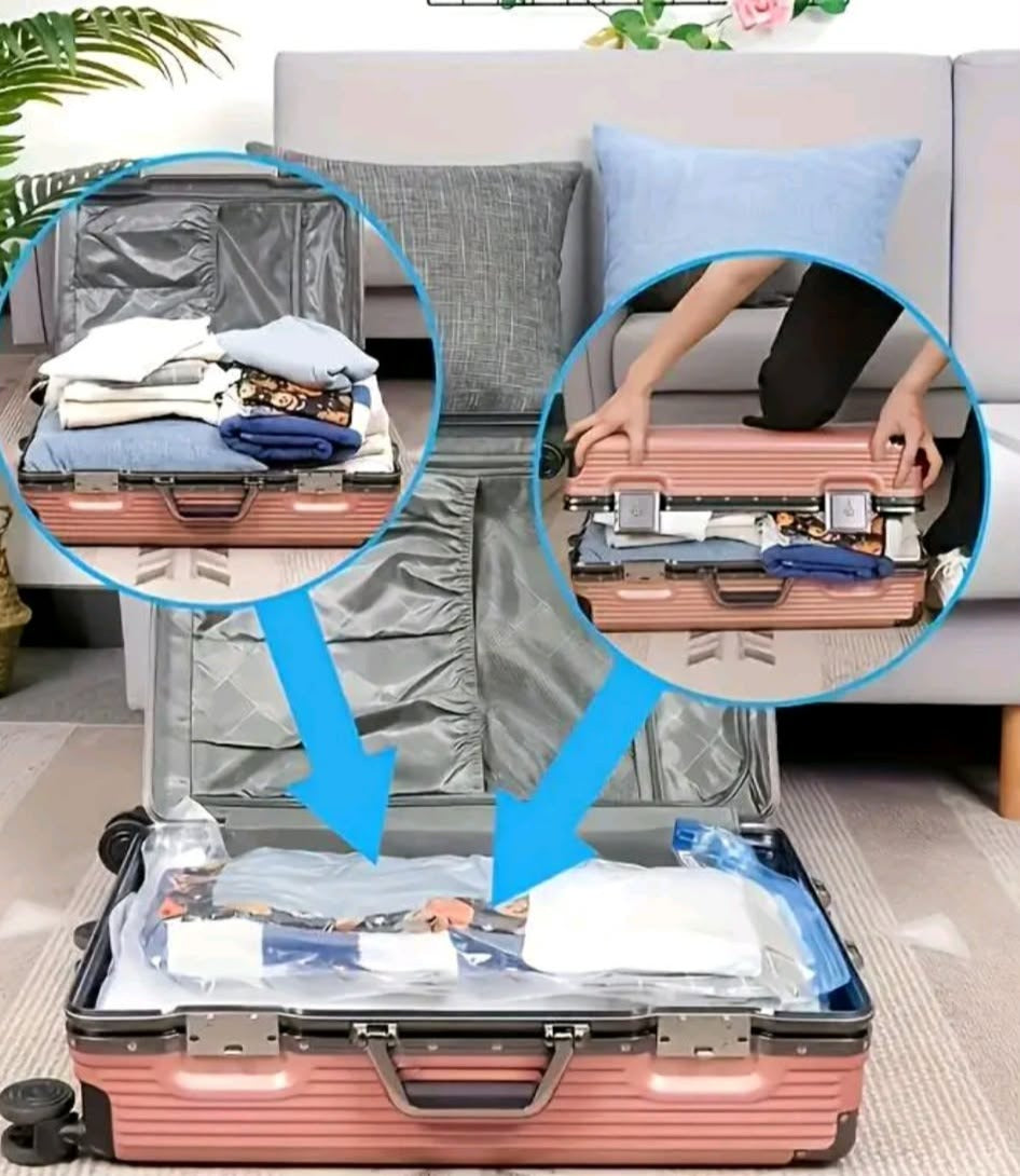 Set 3 pungi Vacuum pentru Calatorii Usoare